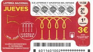 Boleto de la Lotería Nacional del 5 de febrero de 2026