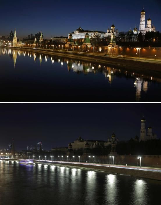 El Kremlin ruso apaga sus luces por la Hora del Planeta.