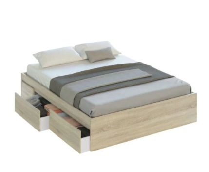 Estructura de cama con cuatro cajones