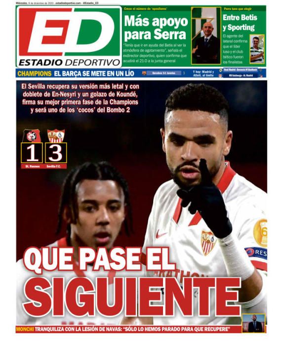 Portada ESTADIO DEPORTIVO miércoles 9 diciembre