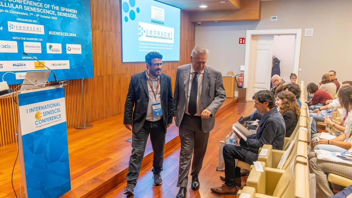 Manuel Collado y Antonio Gómez Caamaño, antes de arrancar el congreso en Santiago