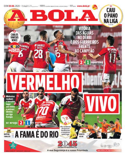 Portada A BOLA domingo 26 julio 2020