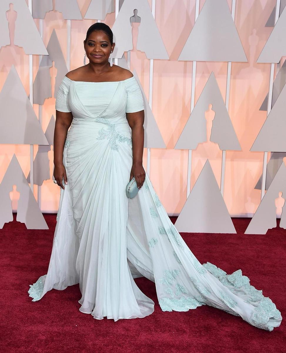 Oscar 2015, Octavia Spencer con vestido aguamarina