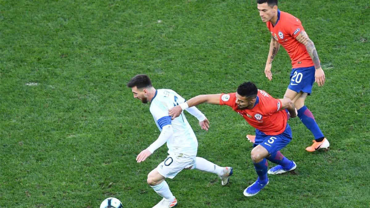 Messi durante un encuentro ante Chile en la Copa América de 2019