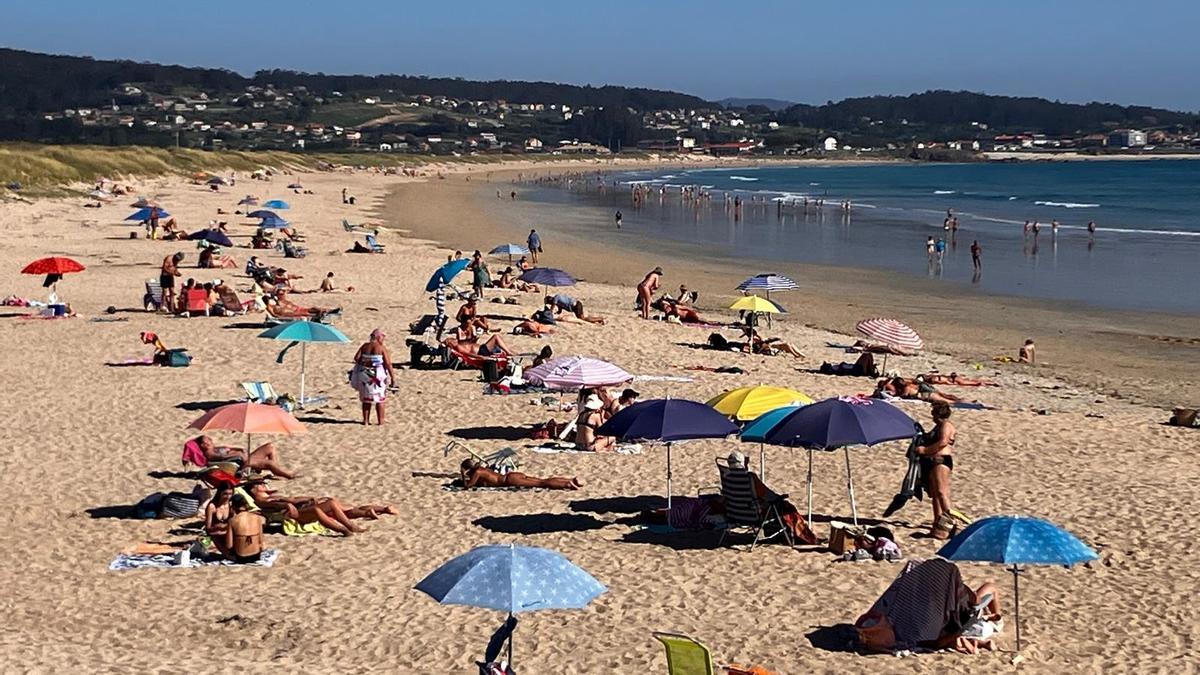 La playa grovense de A Lanzada, esta tarde.