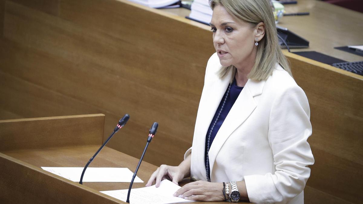La vicepresidenta del Consell, Susana Camarero, durante una intervención en las Corts.