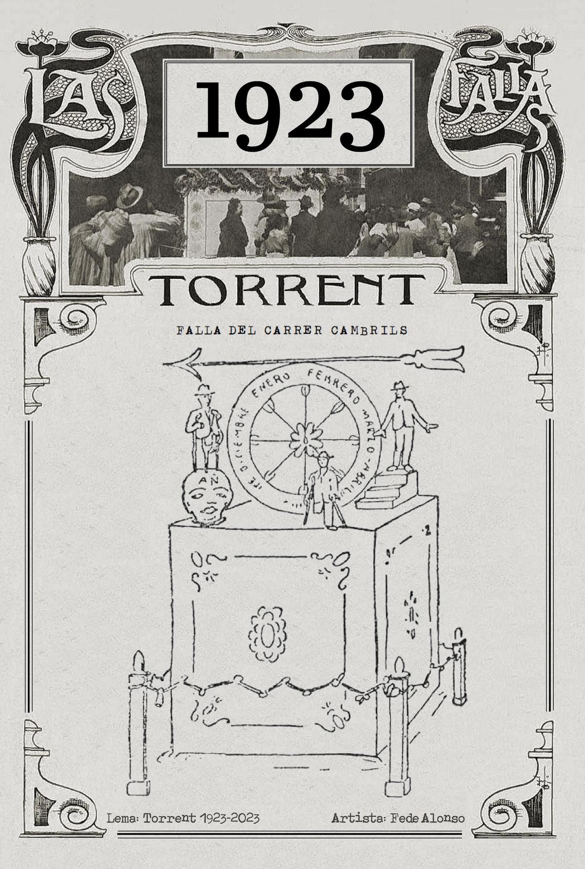 Cartell que recrea l'esboç del monument de 1923.