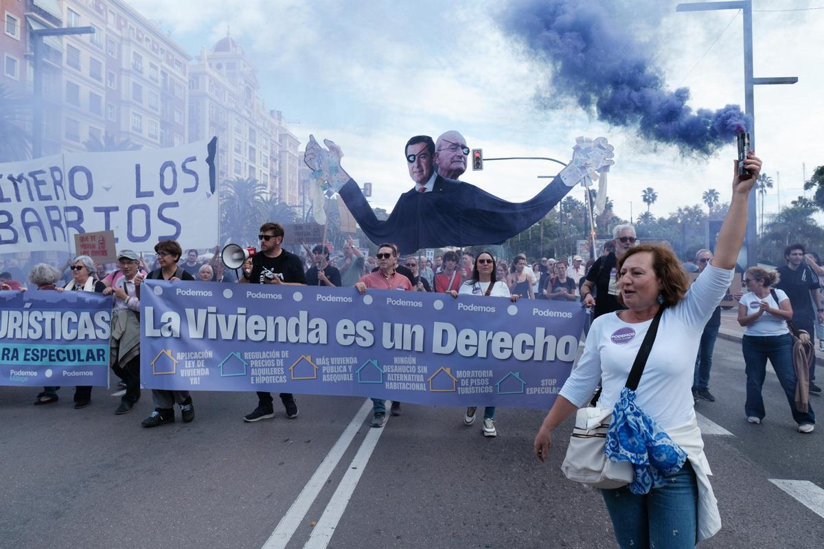 09-11-24 Málaga, Capital: Miles de personas salen a las calles de Malaga para manifestarse contra el alto costo de la viviendas y la gentrificación. Responsabilizan a los pisos turísticos. (Fotografía: Gregorio Marrero/La Opinión)