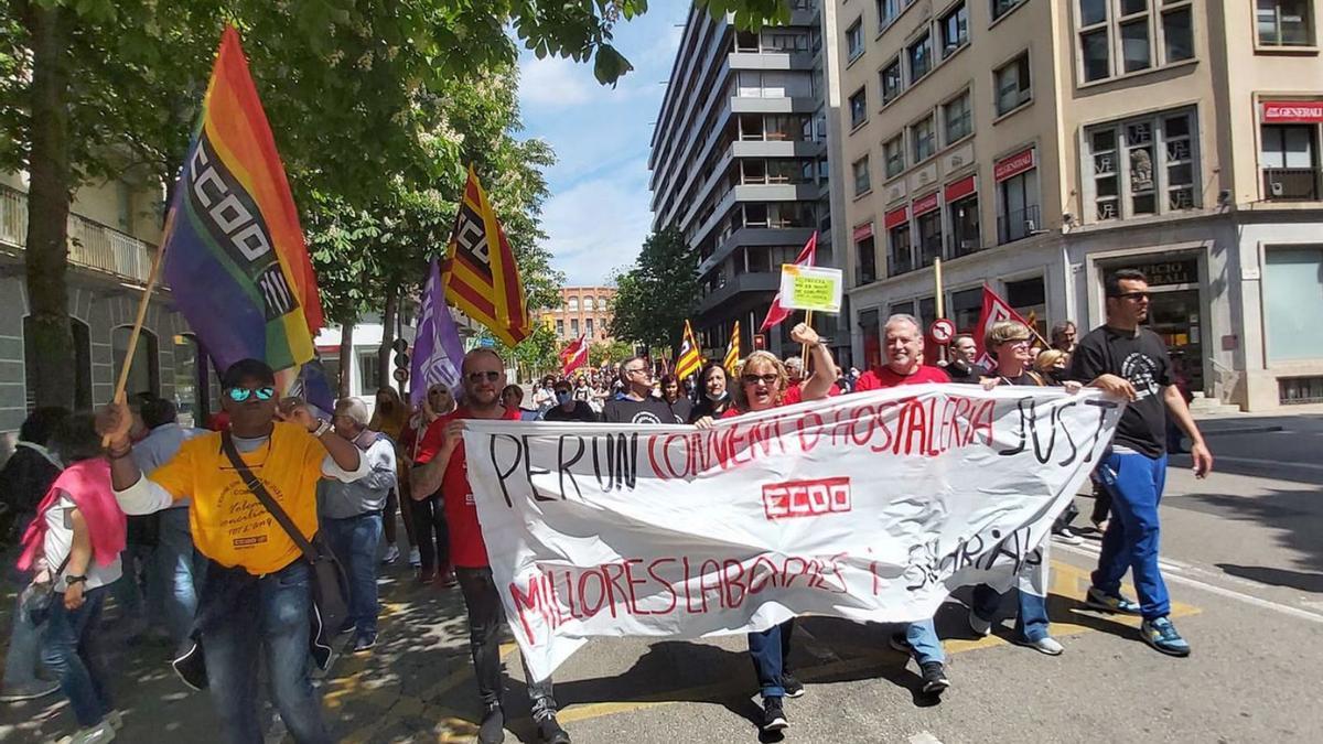 La manifestació de l’1 de maig a Girona, on ja es reclamava un conveni just. | CCOO
