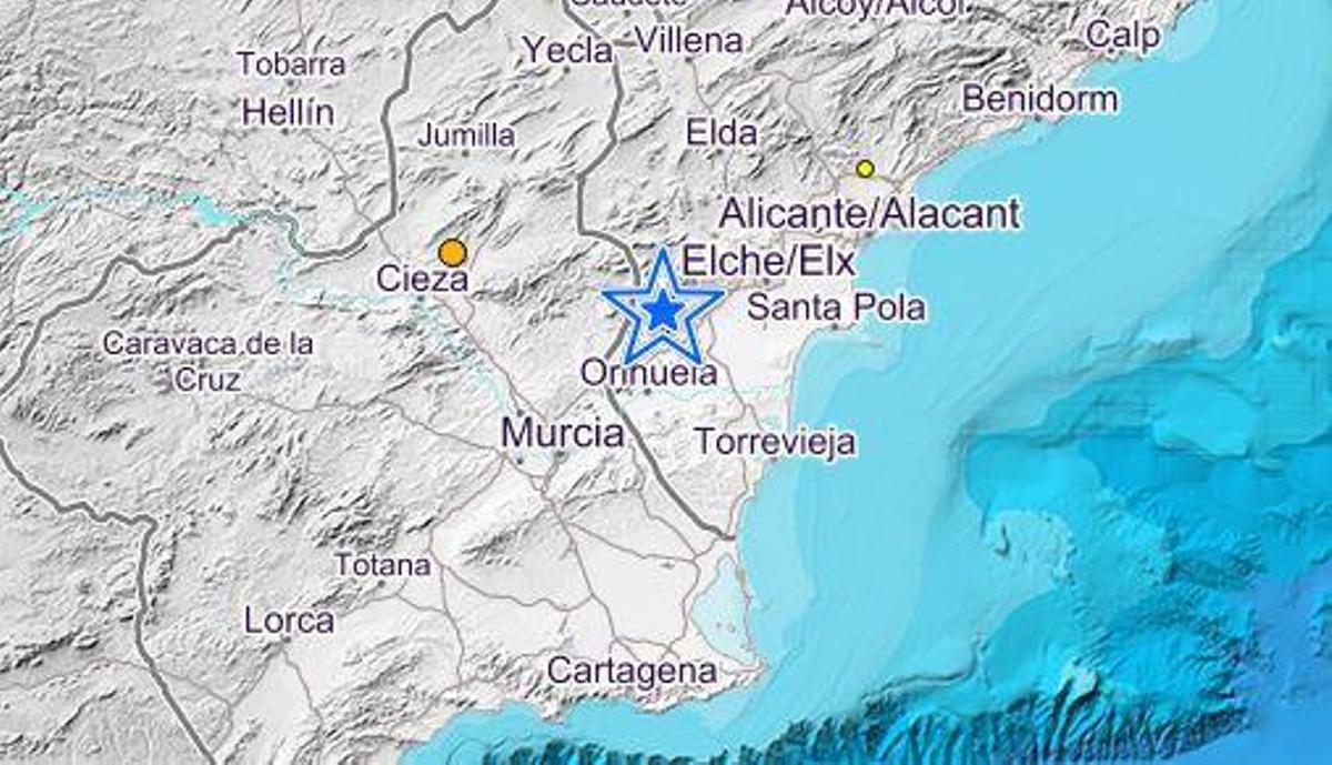 Elche nota el terremoto localizado entre Albatera y Crevillent