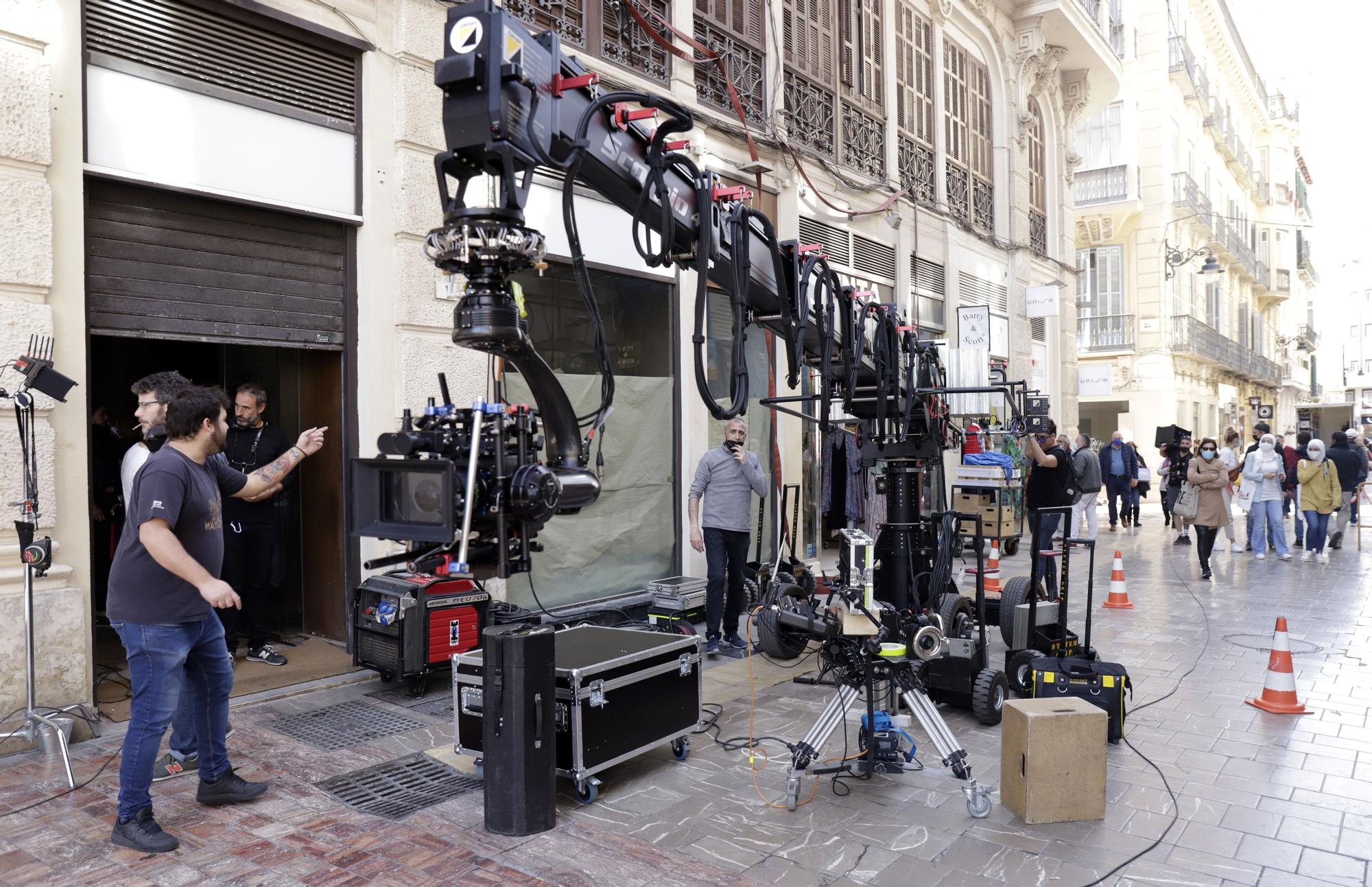 Tercer día del rodaje de 'La chica de nieve', la serie basada en la novela de Javier Castillo, en Málaga