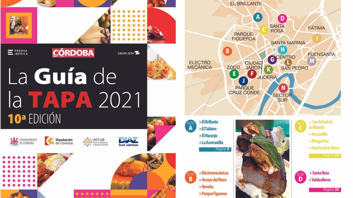 Portada e índice con las 14 rutas en las que se estructura la Guía de la Tapa 2021 de Diario CÓRDOBA.