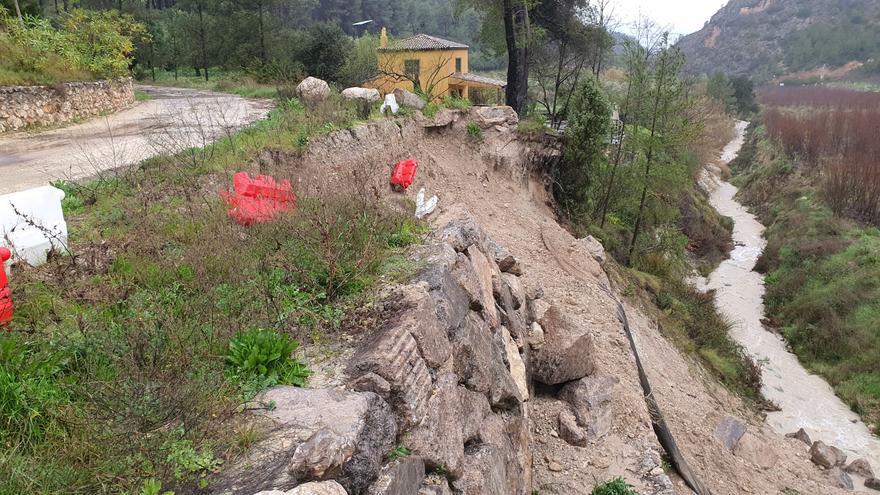 Se derrumba la escollera construida tras la DANA de 2019 en el entorno del embalse del Bosquet de Moixent