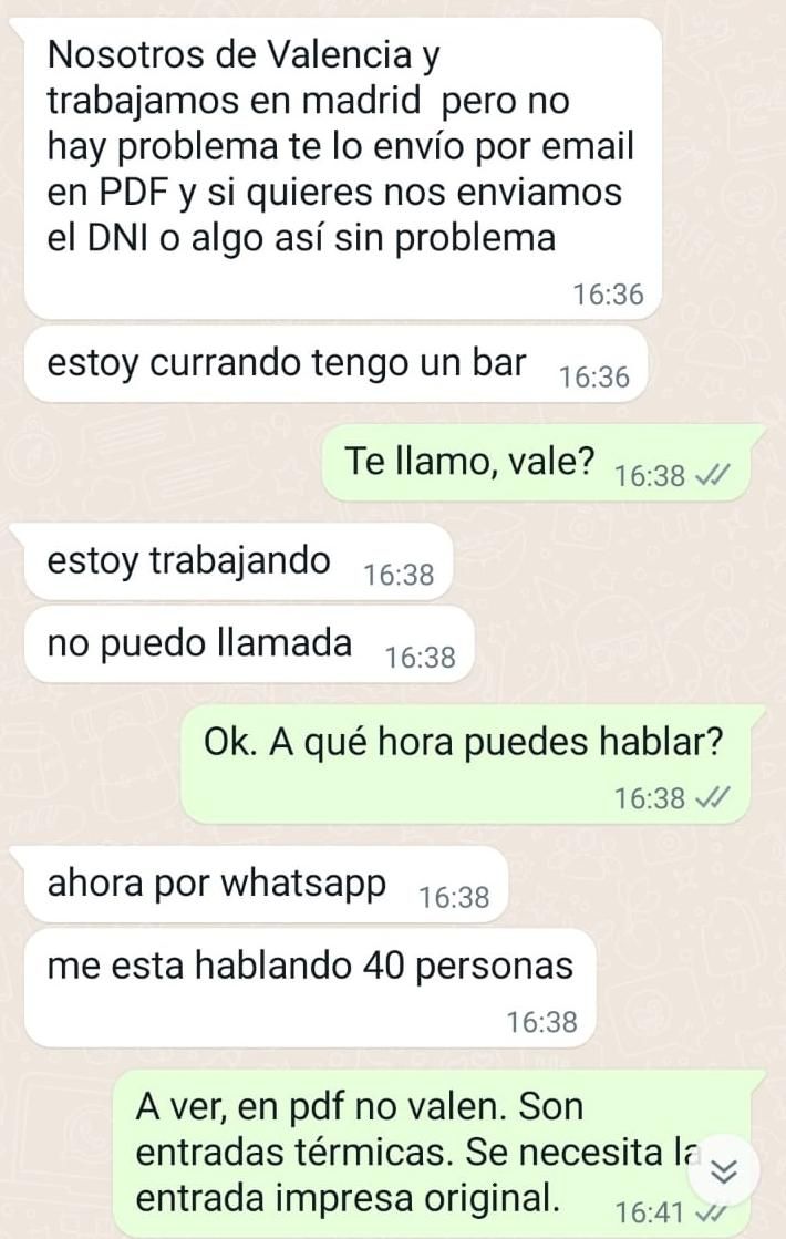 Momento de la estafa por whatsapp.