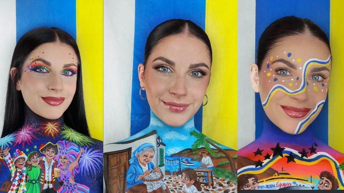 Paula Mateos mostrando sus diferentes maquillajes en redes sociales