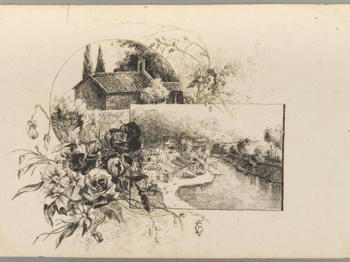 El dibujo de la capilla del Pazo de O Real de Moaña que realizó Carmen Babiano y adquirió el Museo. | CEDIDA