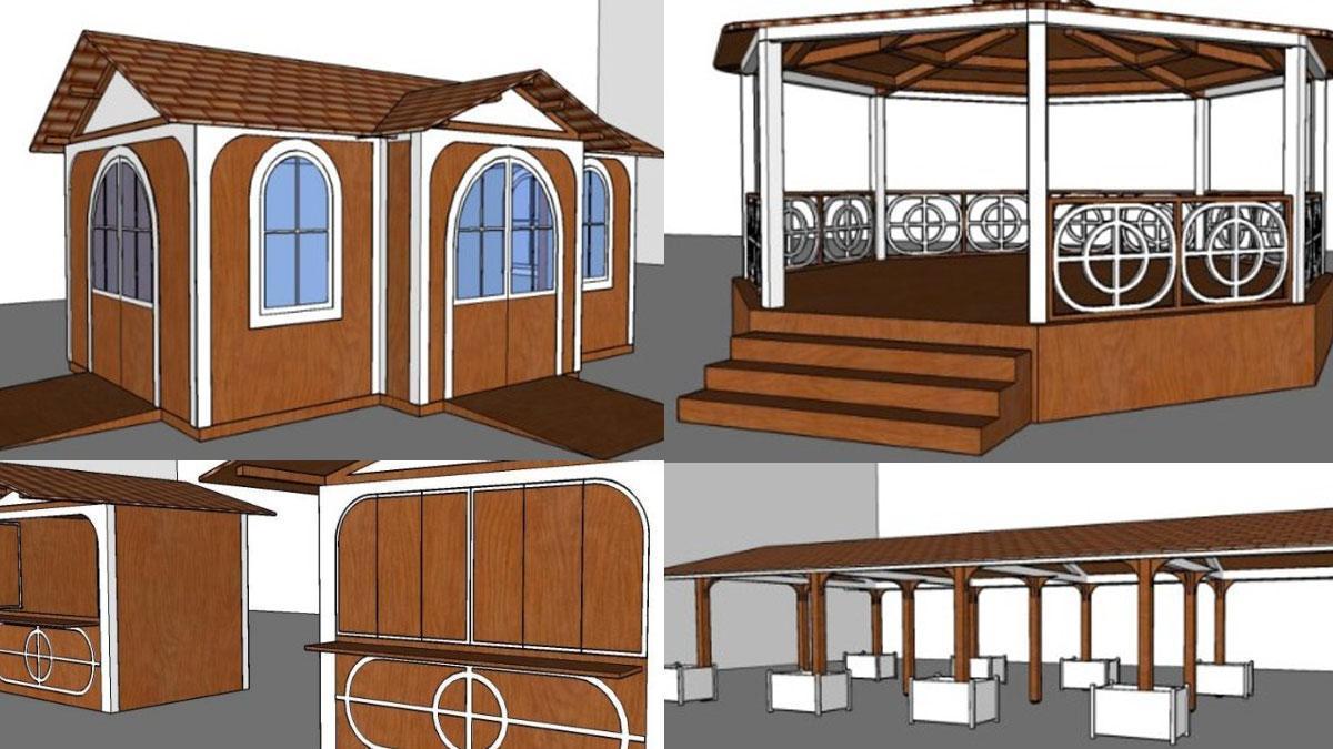 Casa de Papá Noel, palco, casetas y pérgola del nuevo poblado navideño.