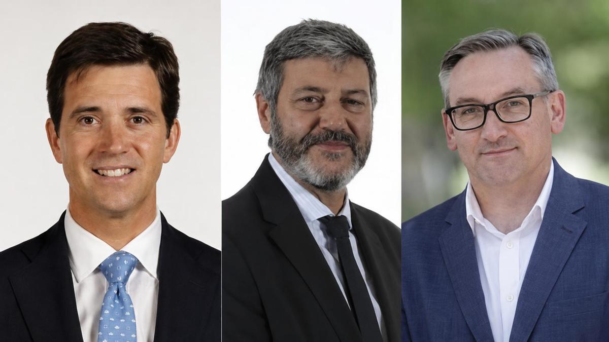 Ramón Celma, Gerardo Oliván y Joaquín Juste, presidentes del PP en Zaragoza, Huesca y Teruel.