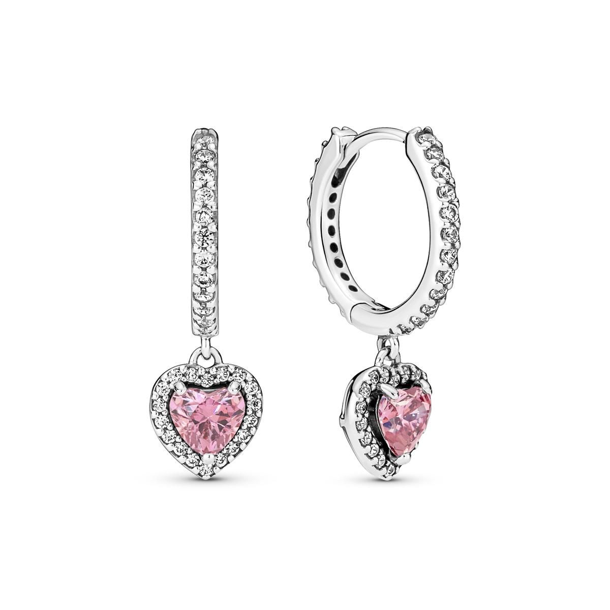 Pendientes de aro Corazón Halo Brillante