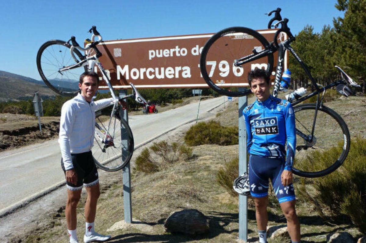 Alberto Contador i Jesús Hernández, al port de Morcuera. Alberto Contador i Jesús Hernández, al port de Morcuera.