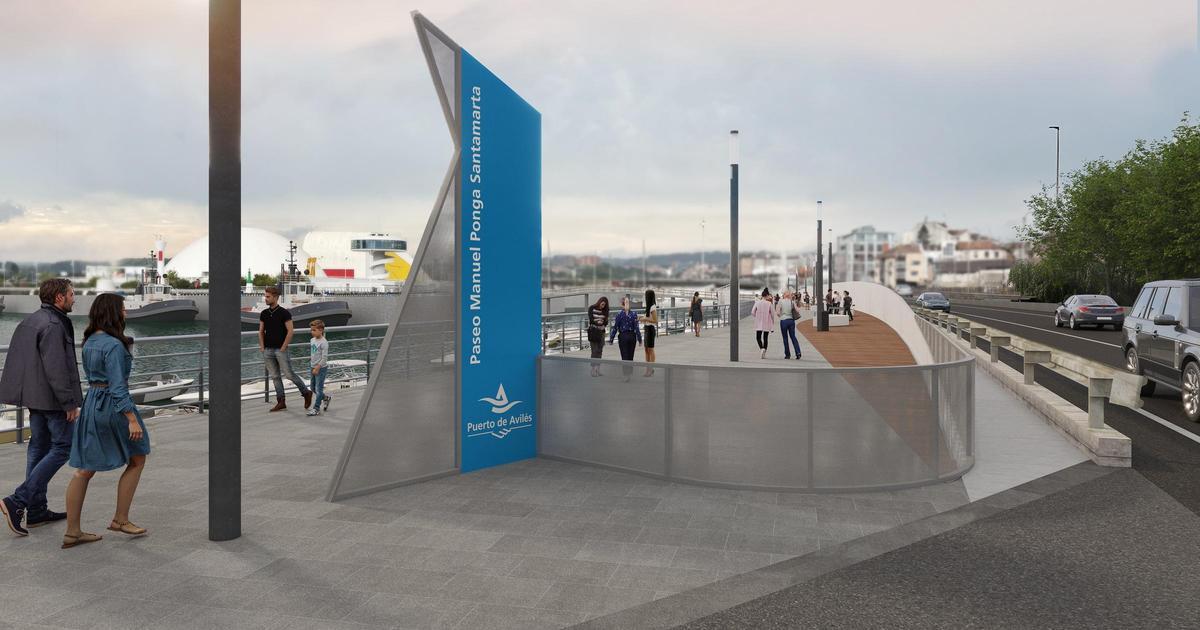 Infografía del paseo marítimo de Avilés una vez finalicen las obras recién contratadas.