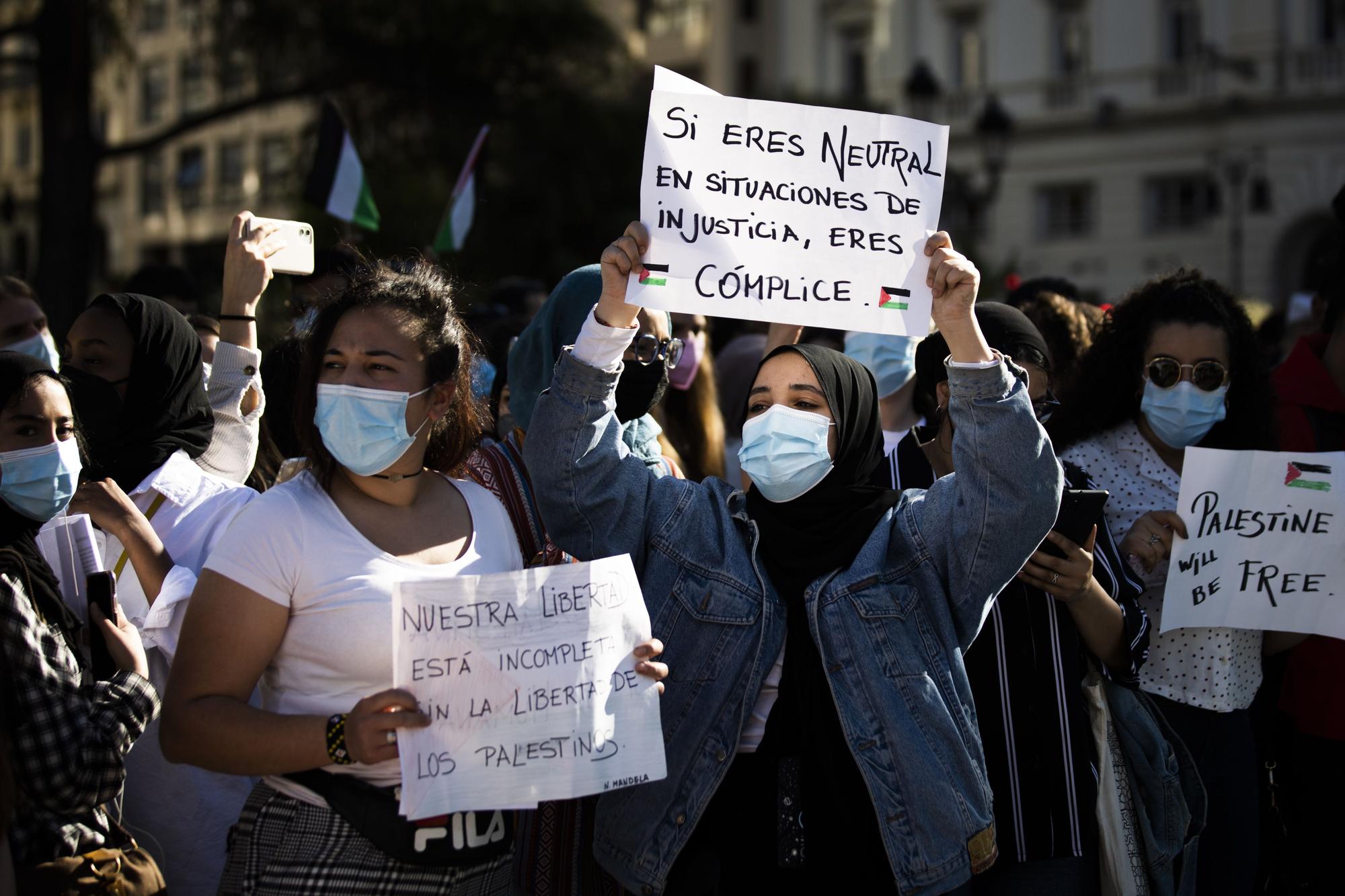 Protesta en València contra los bombardeos israelíes en Gaza y los desahucios en Jerusalén Este