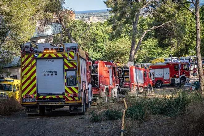 Un gran incendio quema una hectárea de vegetación entre Gavà y Castelldefels