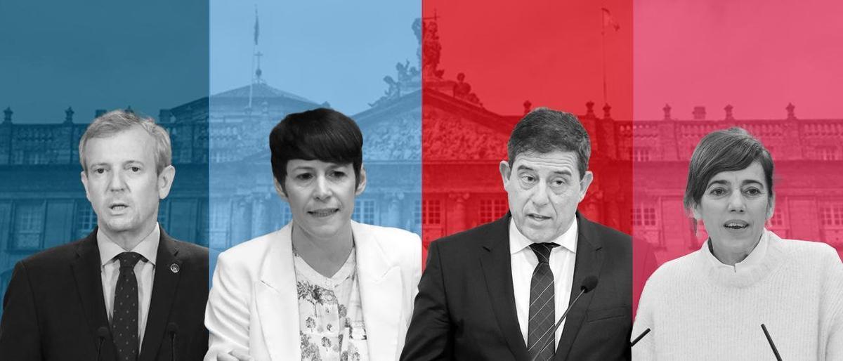 Alfonso Rueda, Ana Pontón, Xosé Ramón Gómez Besteiro, y Marta Lois.