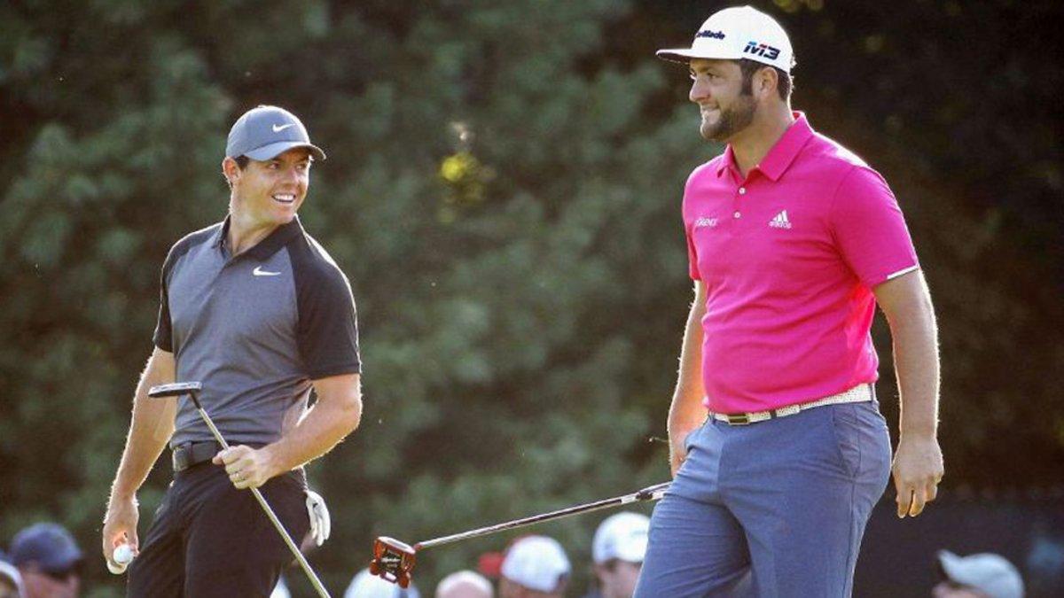 McIlroy y Rahm, en una jornada de entrenamiento en el The Players