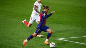 07 Antoine Griezmann of FC Barcelona during La Liga match between FC Barcelona and Sevilla FC at Camp Nou Stadium on October 04, 2020 in Barcelona, Spain.