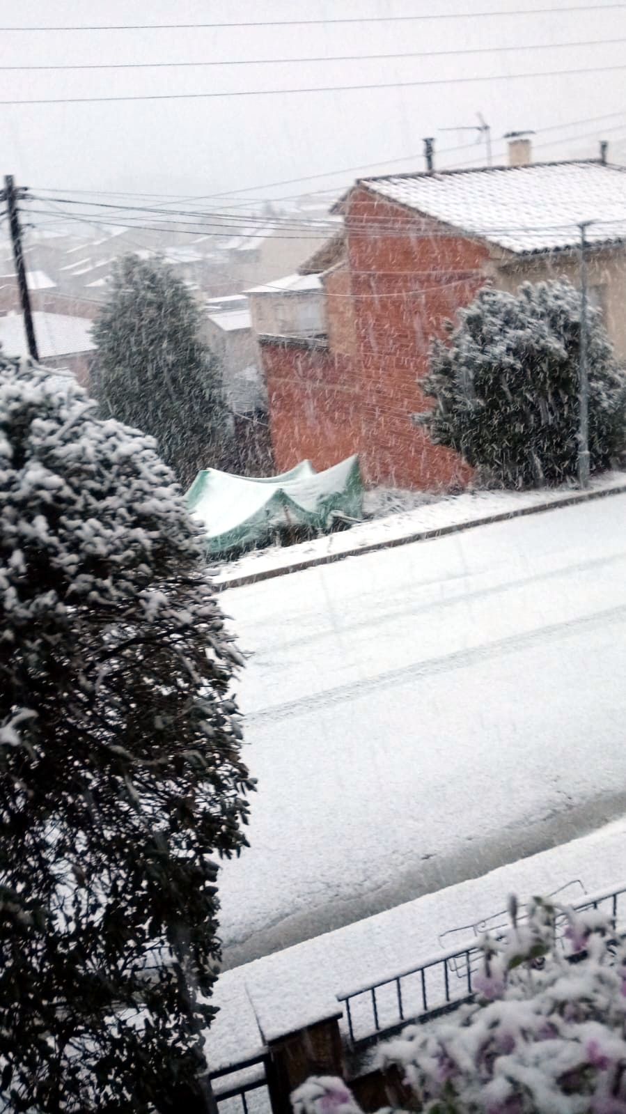 La nevada ha emblanquinat carrers i teulades de Sant Hilari Sacalm