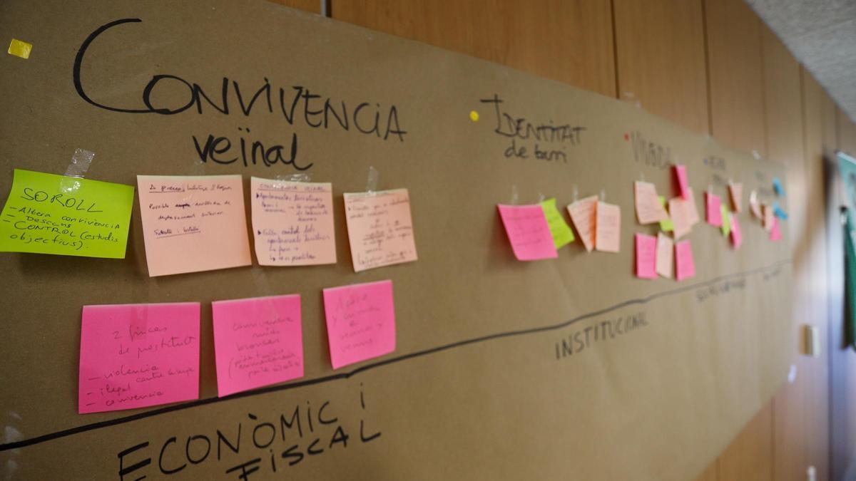 Tablón de actividades de la última convención vecinal.