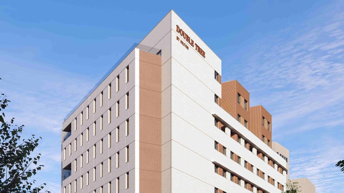 Recreación del nuevo hotel de Insur que operará la cadena Hilton.