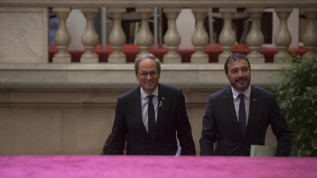 Quim Torra y Josep Rius, en el Parlament