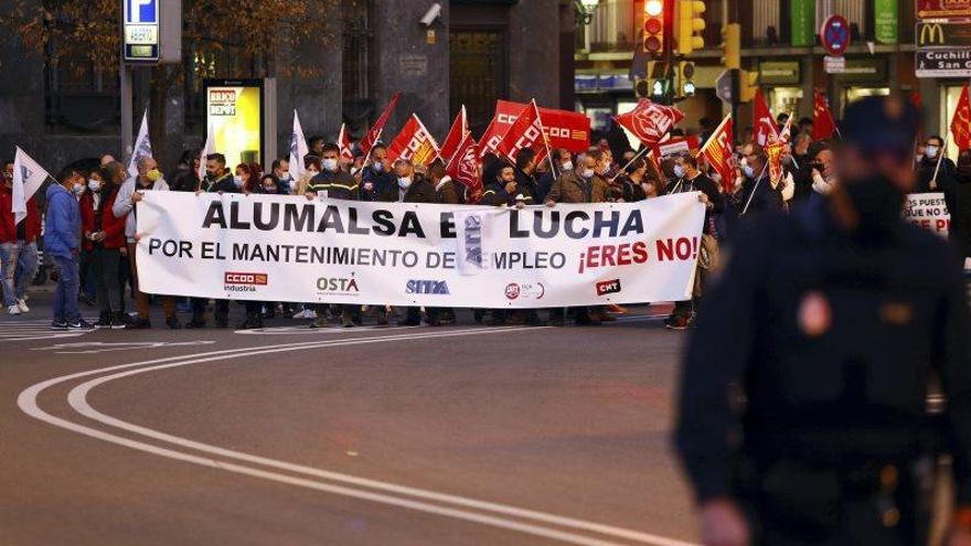 Manifestación de Alumalsa contra el ere realizado en octubre de 2020.