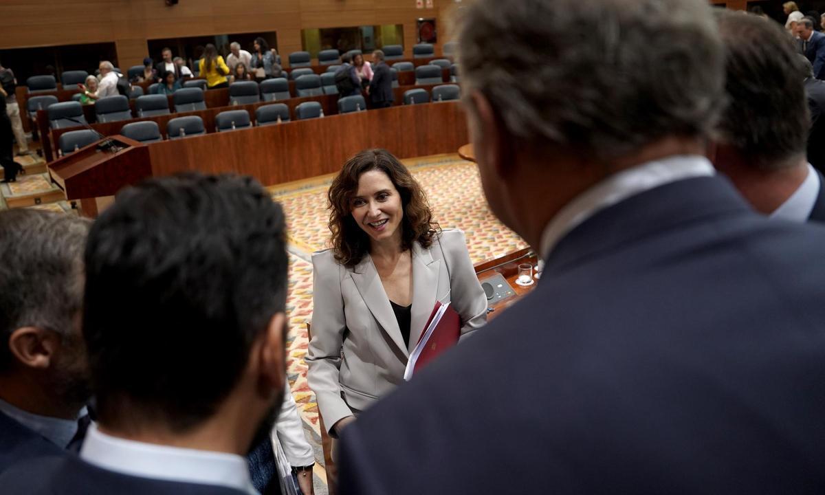 Isabel Díaz Ayuso, después de su intervención en el debate del estado de la Región en Madrid.