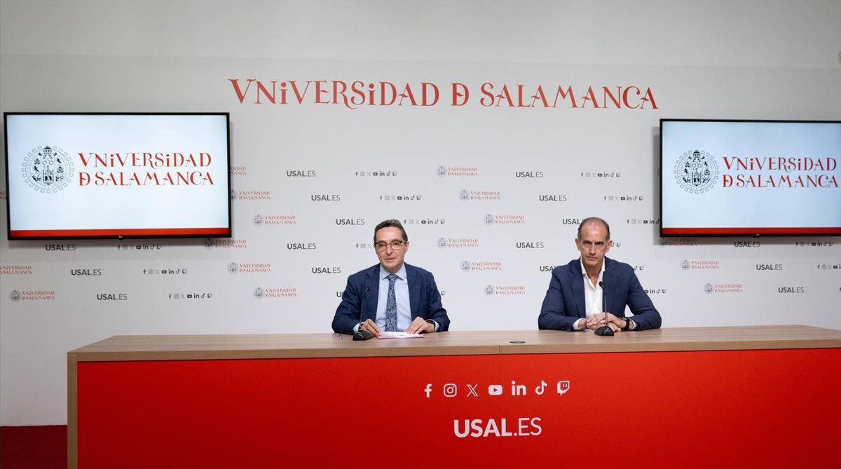El rector, José Manuel Corchado, y el gerente de Recoletas, Óscar Iglesias