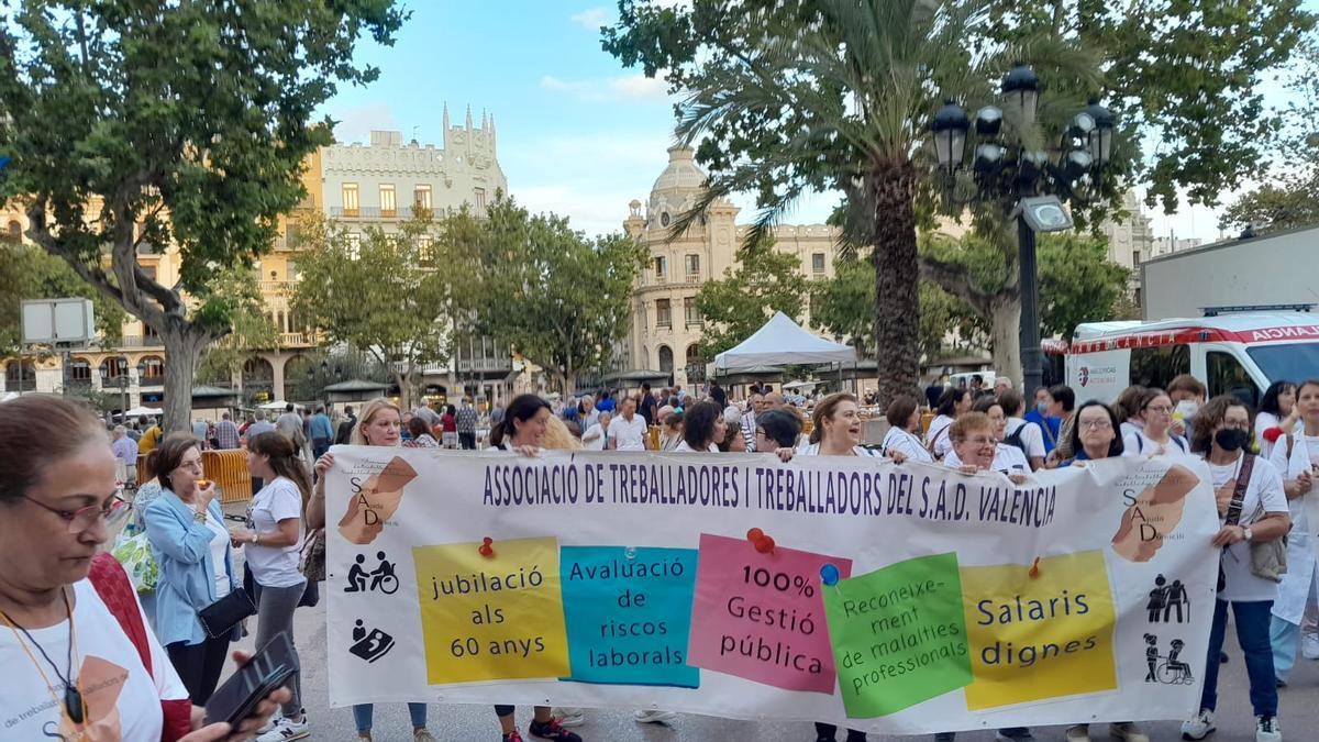 Protesta de las empleadas del SAD en València