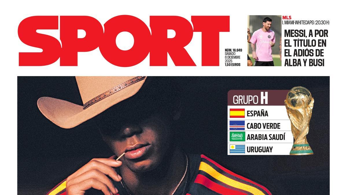 Esta es la portada de SPORT de hoy sábado, 6 de diciembre de 2025
