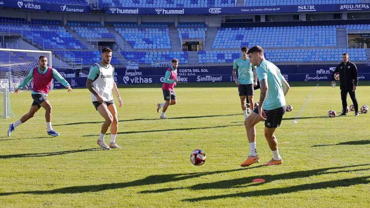 Entrenamiento de este jueves en La Rosaleda.