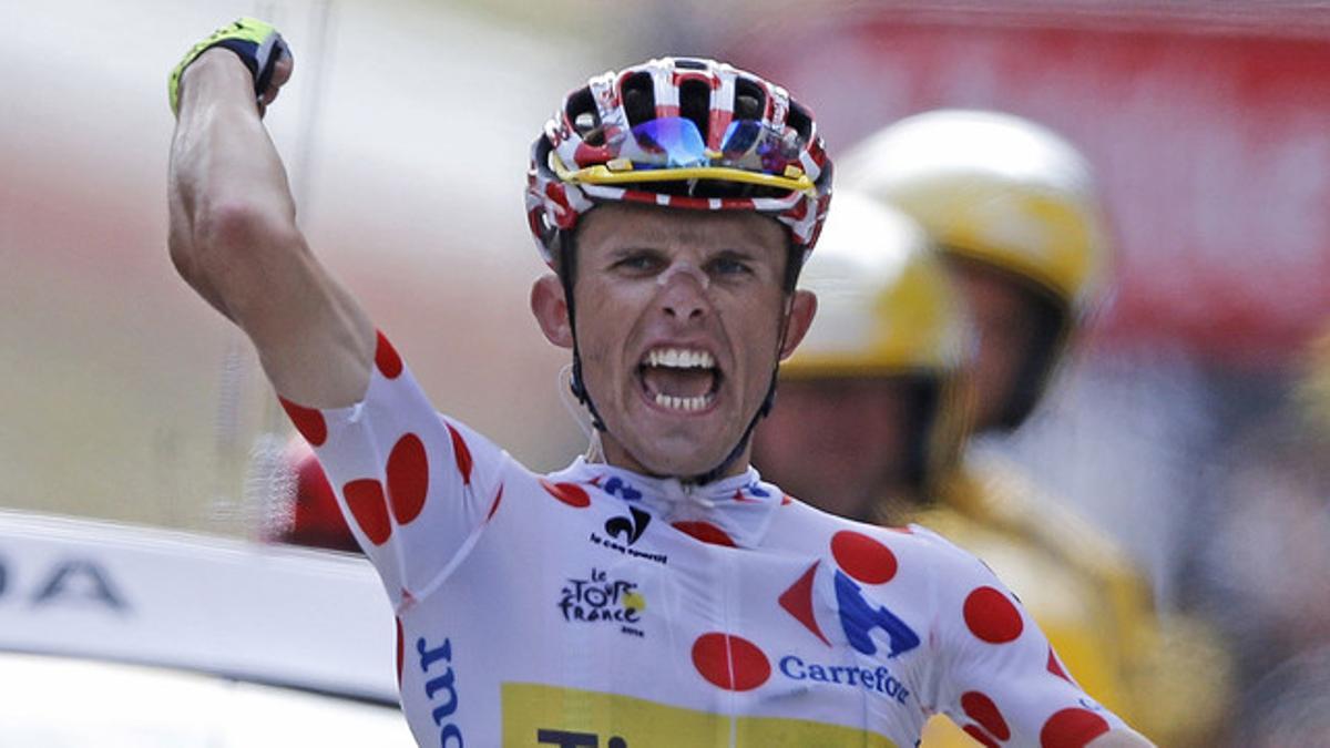 Rafal Majka, eufórico tras ganar la 17ª etapa del Tour en Saint-Lary Pla d'Adet