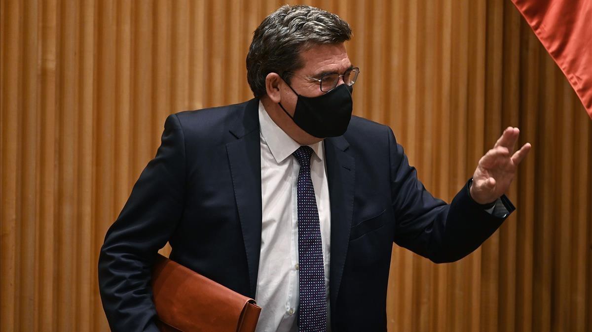 El Ministro de Inclusión Seguridad Social y Migraciones, José Luis Escrivá, durante su comparecencia este jueves en la Comisión de Trabajo. El Ministro de Inclusión Seguridad Social y Migraciones, José Luis Escrivá, durante su comparecencia este jueves en la Comisión de Trabajo.
