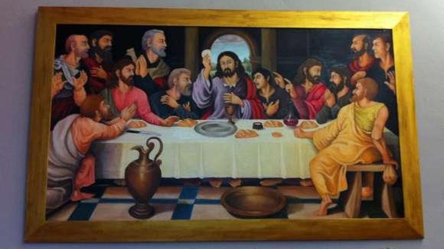 Óleo que recrea &quot;La santa cena&quot;, de Juan de Juanes, en el templo.  // Faro