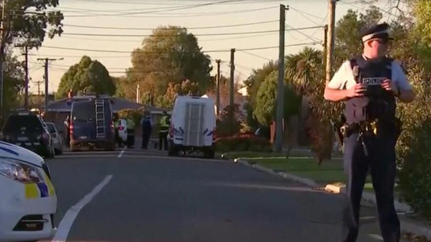 Cordón policial en Christchurch, Nueva Zelanda.