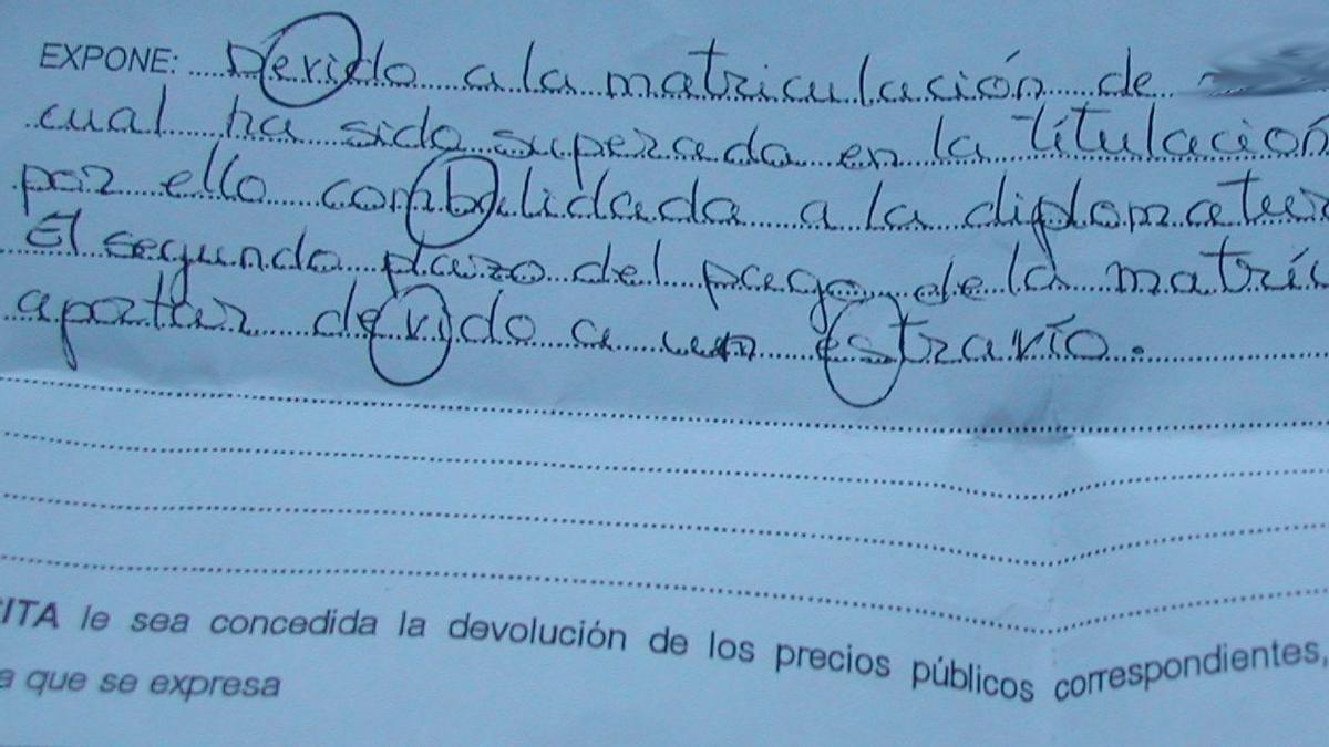 Faltas de ortografía en un texto