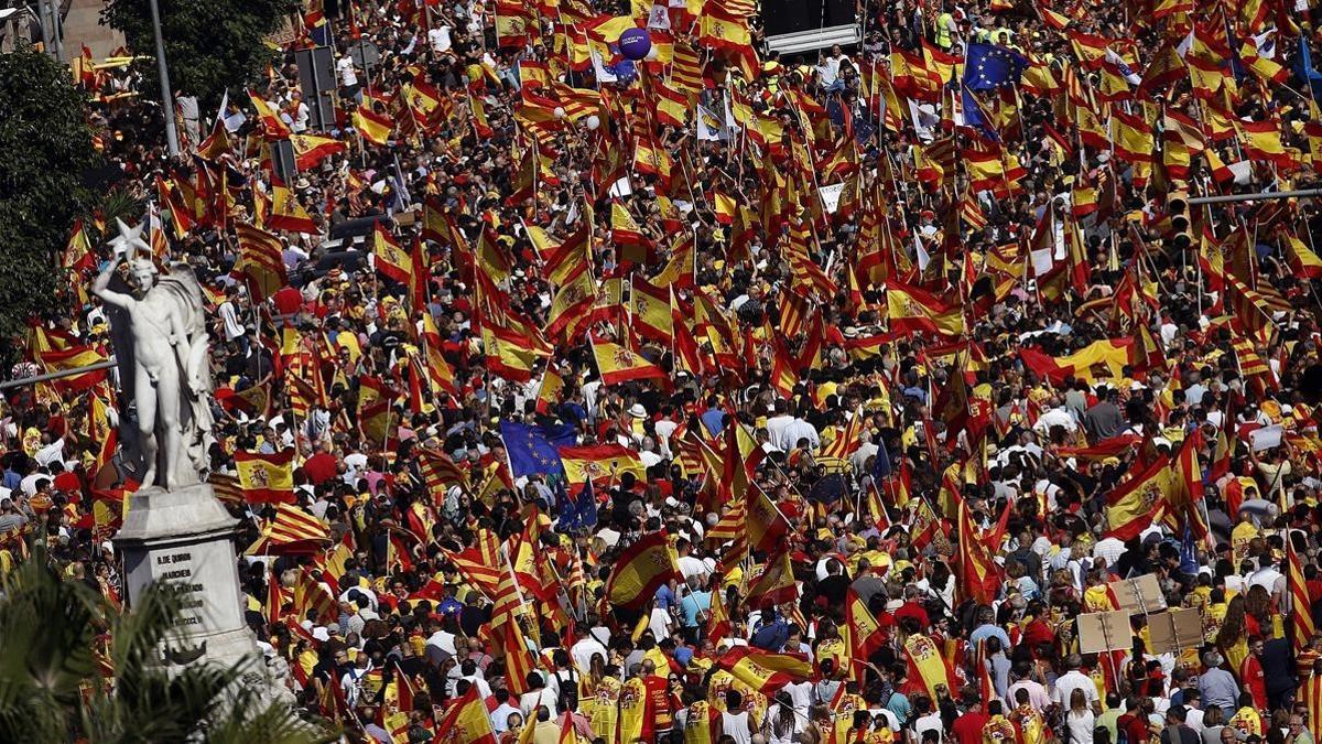 Manifestación de Societat Civil Catalana en Barcelona el pasado 8 de octubre