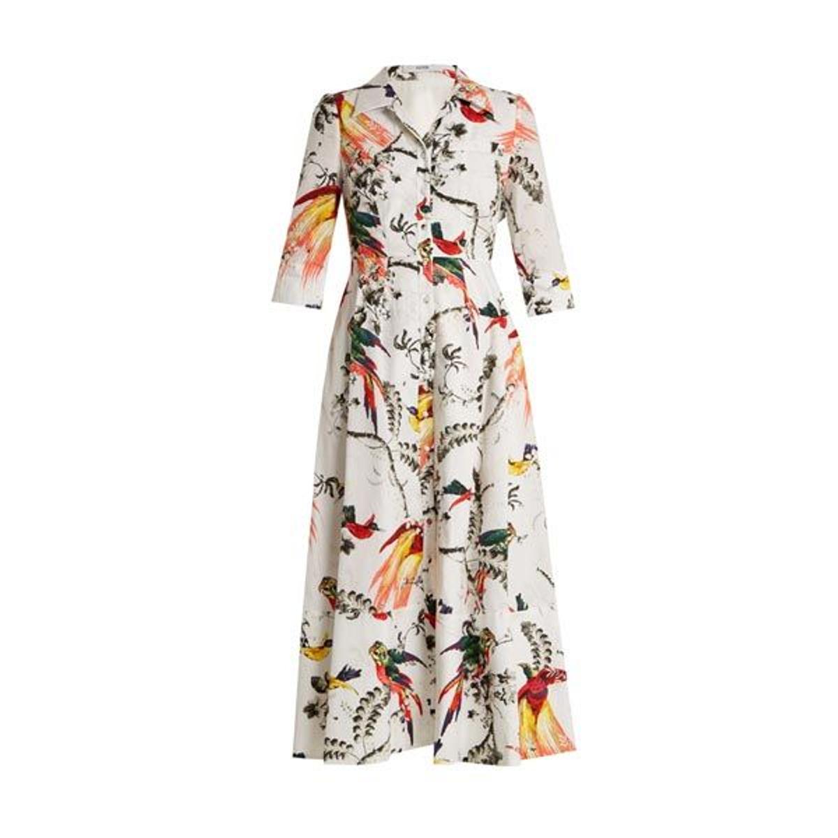 Vestido largo midi estampado tropical, Erdem