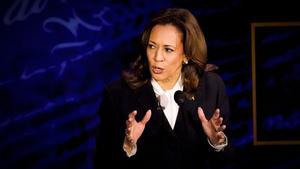 Kamala Harris, durante el debate presidencial contra Trump, retransmitido por la cadena ABC.