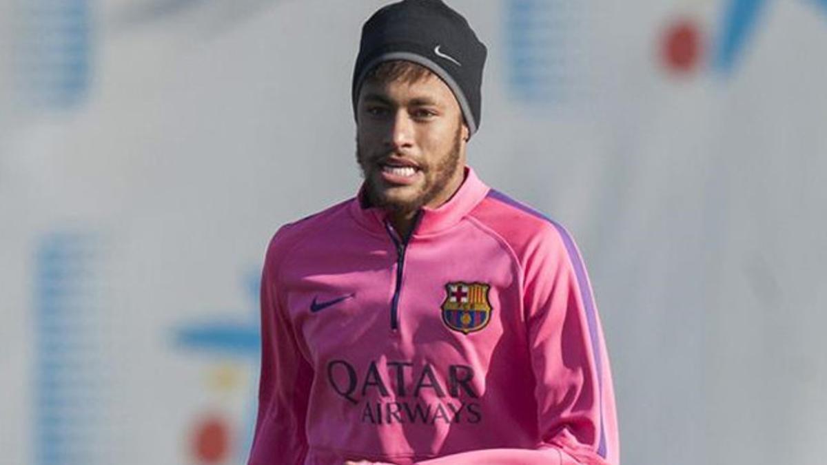 Neymar, en un entrenamiento del Barça