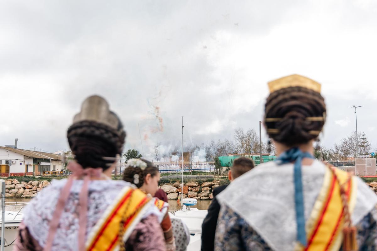 Una mascletà en Cullera durante las Fallas del pasado año.
